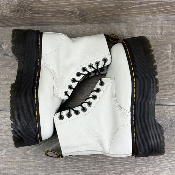 Dr Martens 1460 Pascal Max Women’s Sz 7 White Leather Platform Combat Boots - Picture 9 of 11